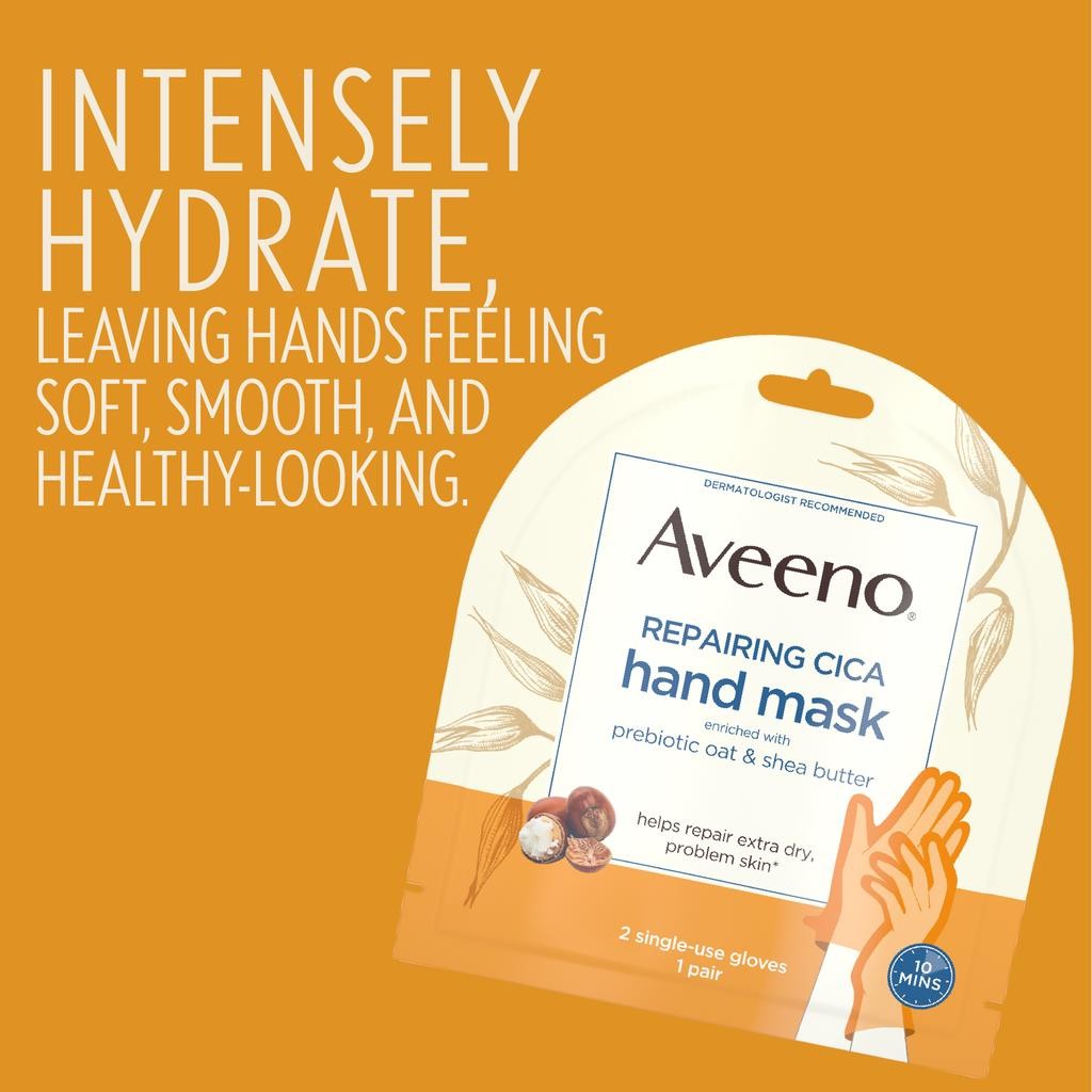แผ่นมาส์กมือ Aveeno, Repairing Cica Hand Mask, 2 Single-Use Gloves