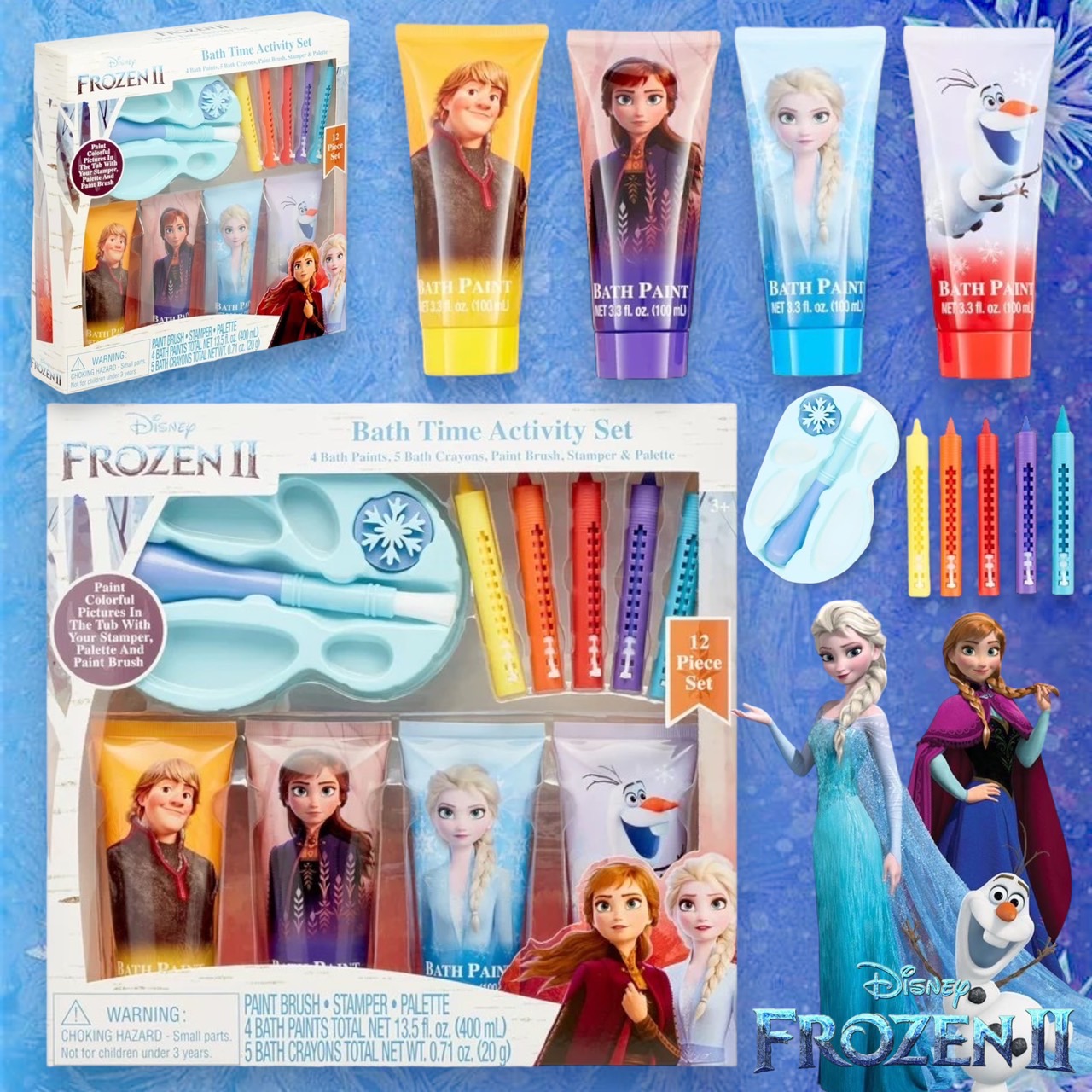 นำเข้า🇺🇸 เซ็ทกิจกรรมโฟรเซ่นFrozen II 12-Piece Bath Time Activity Set , ราคา 890 บาท
