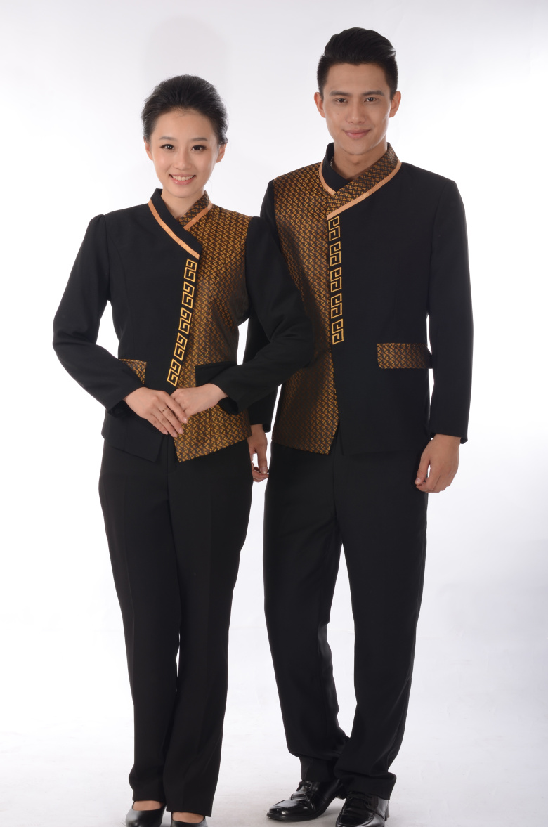 เสื้อฟอร์มพนักงานต้อนรับ เสริฟร้านอาหารกาแฟโรงแรม แขนยาว เขียว ดำ แดง L,XL,XXL,3XL F6105013 ตัว
