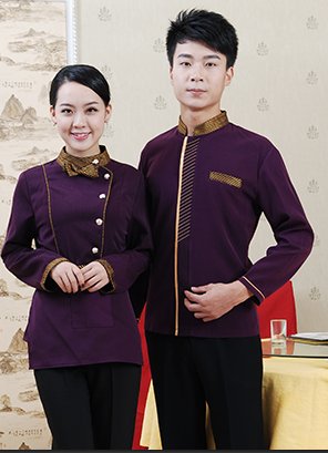 F6002004 เครื่องแบบชุดฟอร์มพนักงานร้านอาหารกาแฟโรงแรม แขนสั้นผ้าฝ้ายกระดุมหน้า (พรีออเดอร์) รอสินค้า 3 อาทิตย์หลังโอน F6002004 ตัว