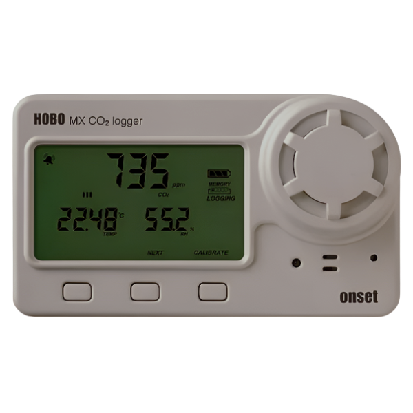 Onset’s HOBO รุ่น MX-1102A เครื่องวัดและบันทึกข้อมูลก๊าซคาร์บอนไดออกไซด์,Bluetooth low energy CO2,temperature and humidity data logger with display
