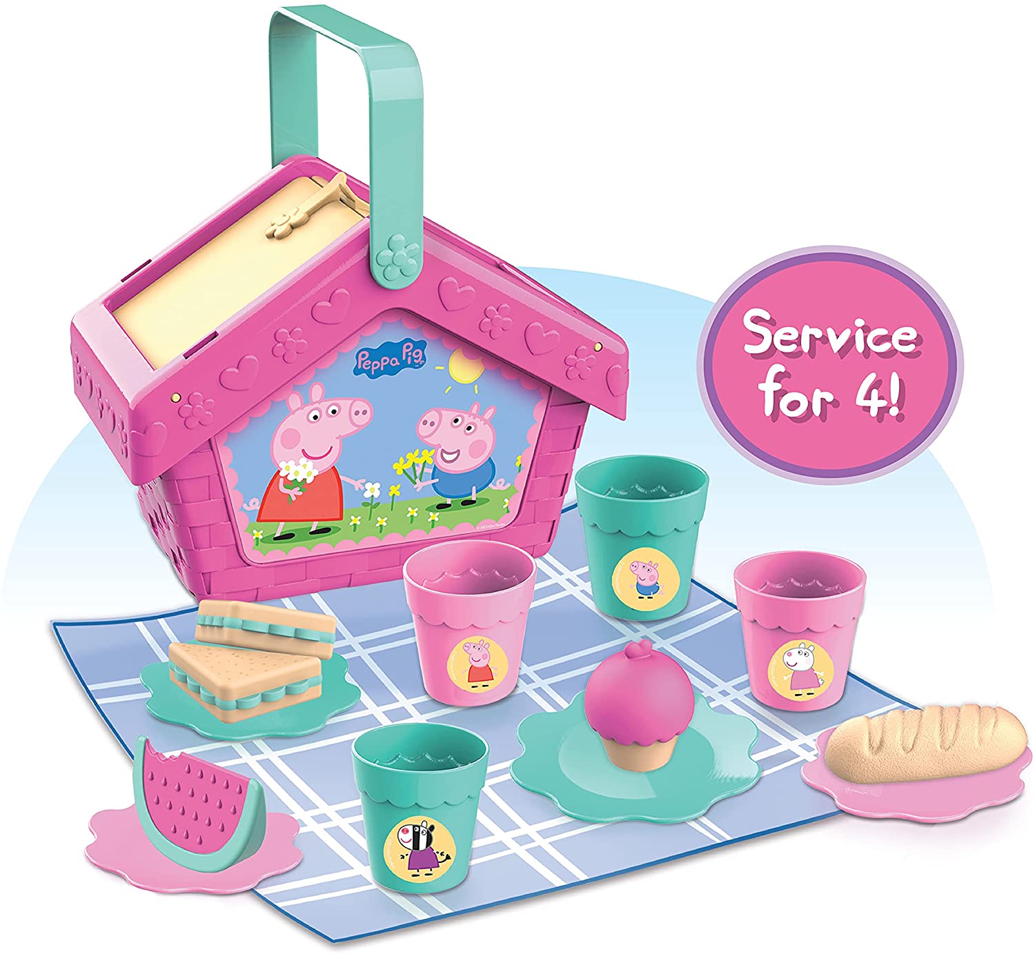 ตระกร้าปิกนิก Peppa Pig Let's Have a Picnic Set, Travel Toy with Handle Includes 4 Settings ราคา 1590 บาท