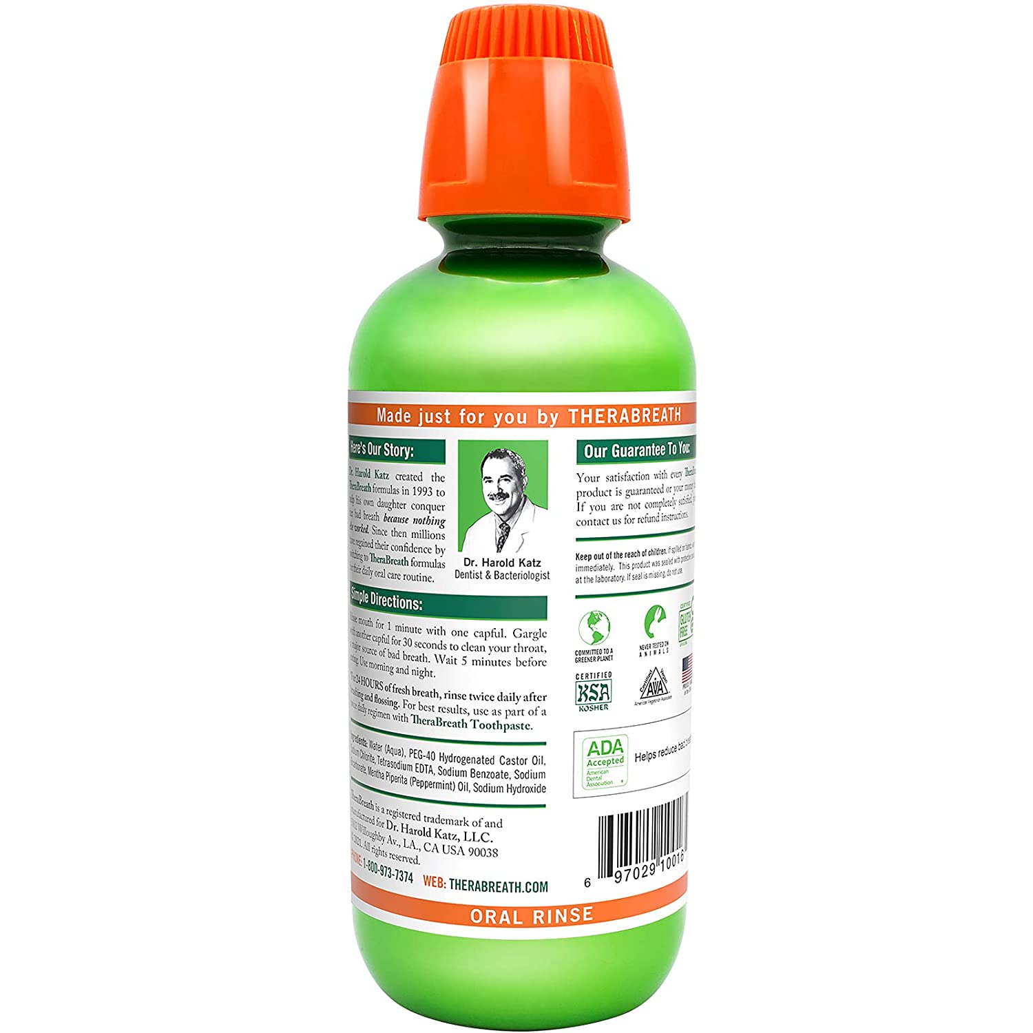 TheraBreath น้ำยาบ้วนปาก สูตรปราศจากแอลกอฮอล์ ได้รับ 24-Hour Fresh Breath Oral Rinse, Mild Mint, 16.0 fl oz