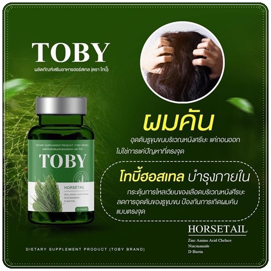 วิตามินลดผมร่วง เร่งผมยาว โทบี้ TOBY Horsetail