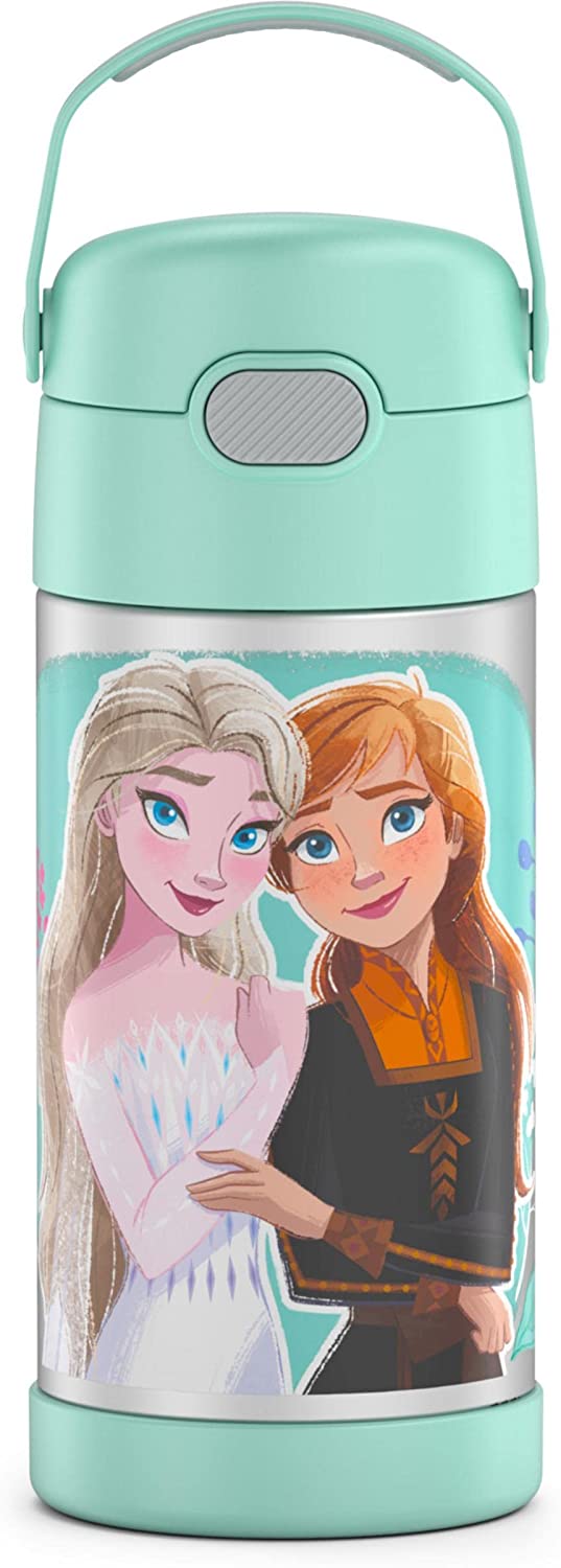 กระติกดูดน้ำสแตนเลสหุ้มฉนวนสุญญากาศยี่ห้อ Thermos ของแท้ขนาด 12 ออนซ์ ลาย Frozen 2 ราคา 990 - บาท