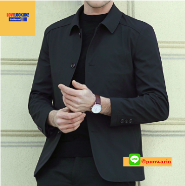เสื้อแจ็กเก็ตคอปกผู้ชาย (พรีออเดอร์) รอสินค้า 10-12 วันหลังโอน กากี ดำ กรมท่า M-3XL SKU-04203 ตัว