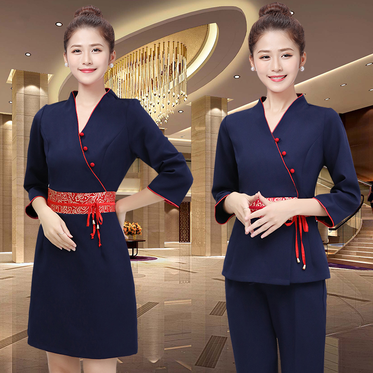 ชุดพนักงานนวดสปา ชุดพนักงานเสริมสวย ชุดทำงาน ชุดสูท สีภาพ S-3XL S6208006 ชุด