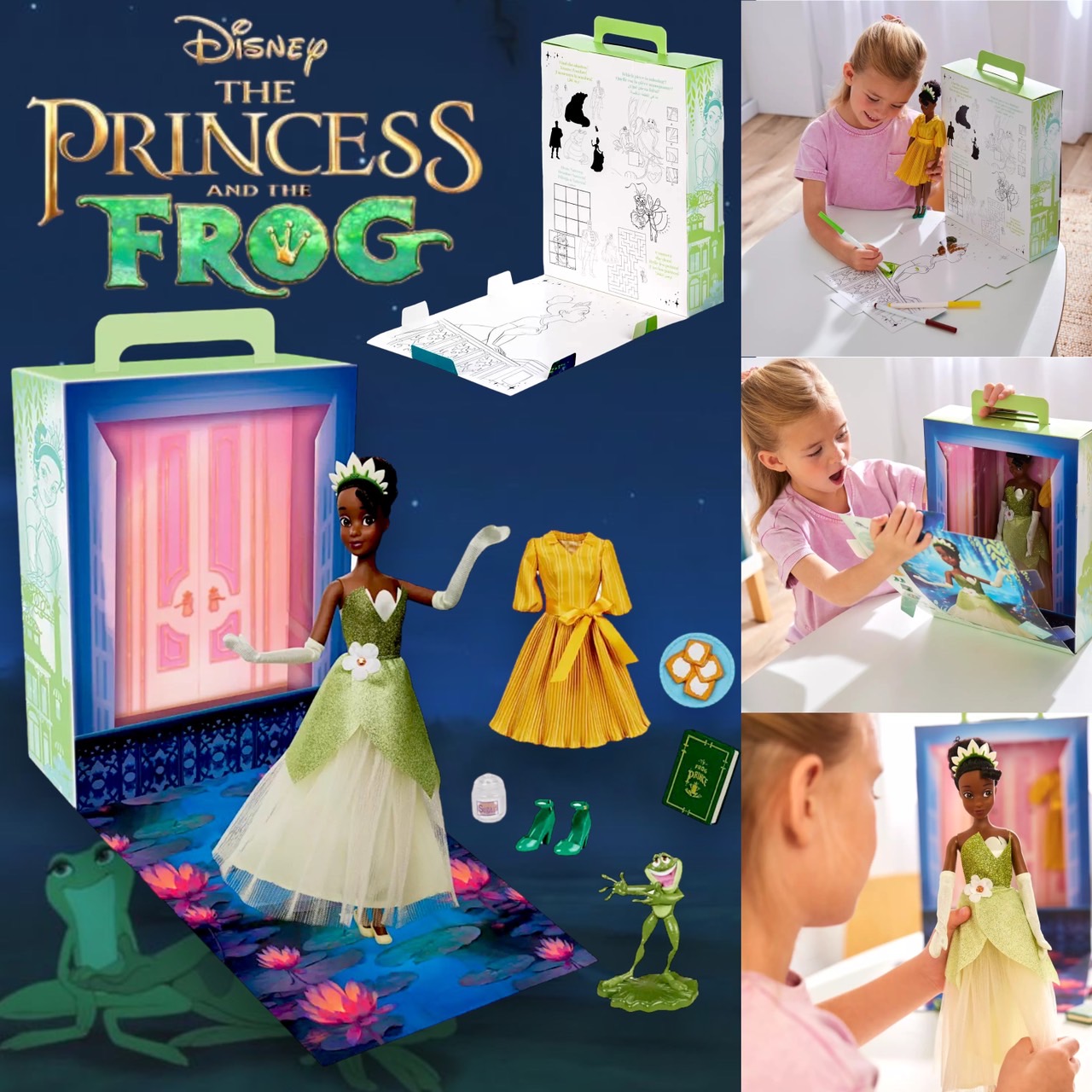 นำเข้า 🇺🇸 เซ็ทตุ๊กตาเทียน่าและกิจกรรมระบายสีTiana Disney Story Doll, The Princess and the Frog 11" ราคา 1,590 บาท