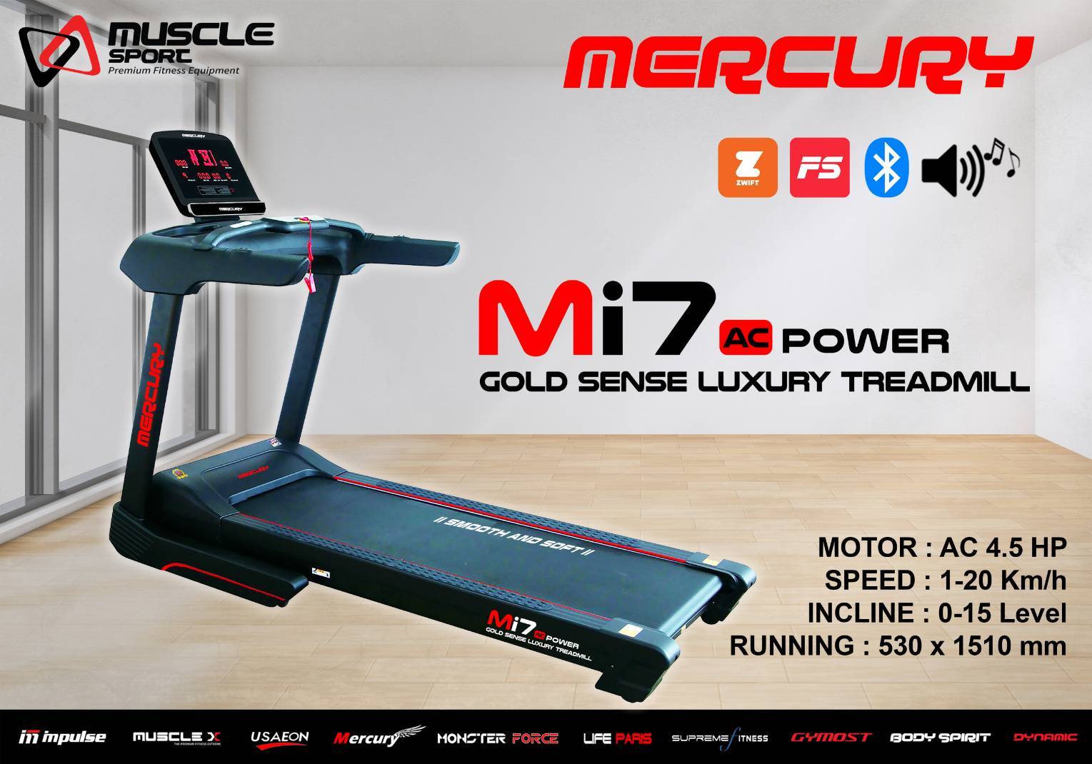 ลู่วิ่งไฟฟ้าAC Mercury MI7 ลู่วิ่งไฟฟ้าฟิตเนส, ลู่วิ่งไฟฟ้าราคา
