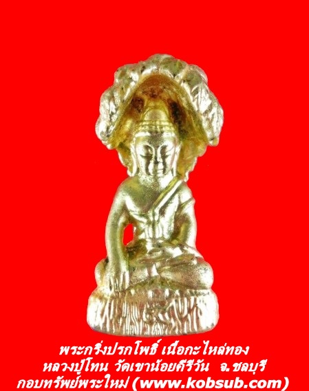 พระกริ่งปรกโพธิ์ เนื้อกะไหล่ทอง หลวงปู่โทน วัดเขาน้อยคีรีวัน