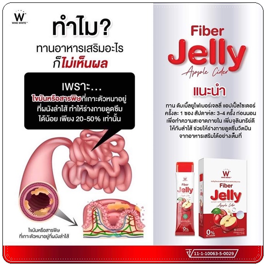 ไฟเบอร์เจลลี่ แอปเปิ้ลไซเดอร์ Wink White Fiber Jelly Apple Cider (1แถม1)