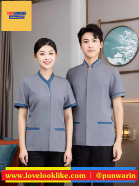 เสื้อพนักงานต้อนรับเสื้อเบลล์ เสื้อพนักงานทำความสะอาด เสื้อแม่บ้าน เสื้อพ่อบ้าน เทา ฟ้า น้ำตาล เขียว L-6XL D6709005 ตัว