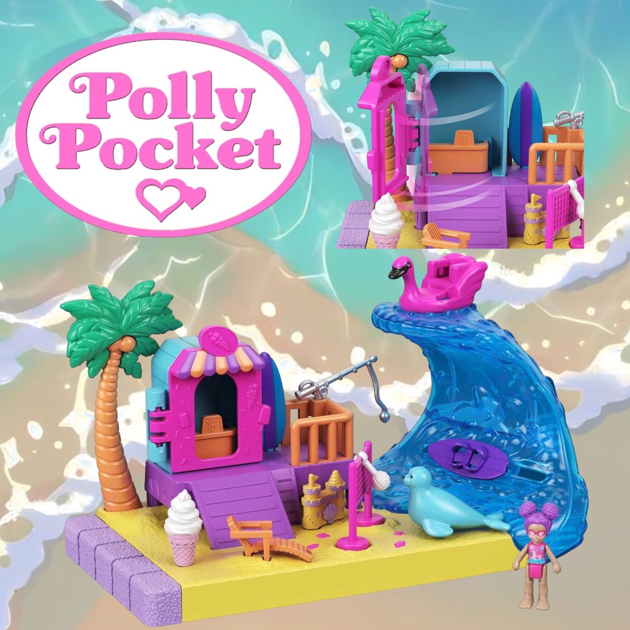 กิจกรรมชายหาดPolly Pocket Pollyville Sunshine Beach Playset, Micro Doll, Animal Figure Great Gift for Ages 4 Years , ราคา 1,290 บาท
