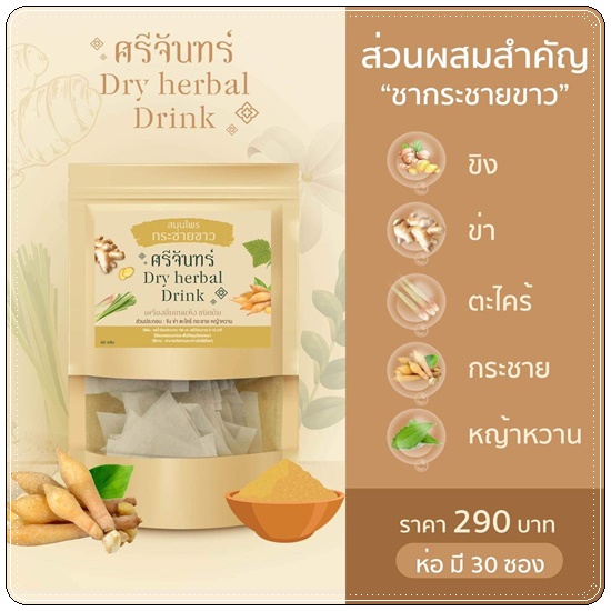 สมุนไพรกระชายขาว ศรีจันทร์ Dry Herbal Drink
