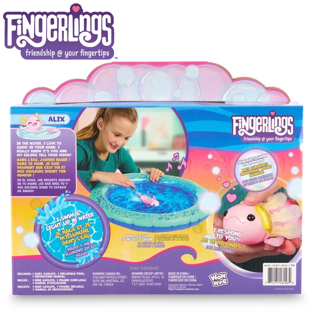 นำเข้า 🇺🇸 🐲 Finger lings Interactive Baby Axolotl Toy with Inflatable Pool, Alix - Pink 🪸 ของเล่นแอ็กโซลอเติลสีชมพู ราคา 1,690 บาท