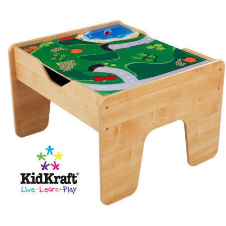 KidKraft 2-in-1 Wooden Activity Table with LEGO-Compatible Board and 30-Piece Train Set โต๊ะต่อเลโก้ 2 in 1 สุดคุ้ม มากับเลโก้ 200ชิ้นและชุดรถไฟจำลอง 30 ชิ้น ตัวโต๊ะผลิตจากไม้ สินค้านำเข้าจากอเมริกา