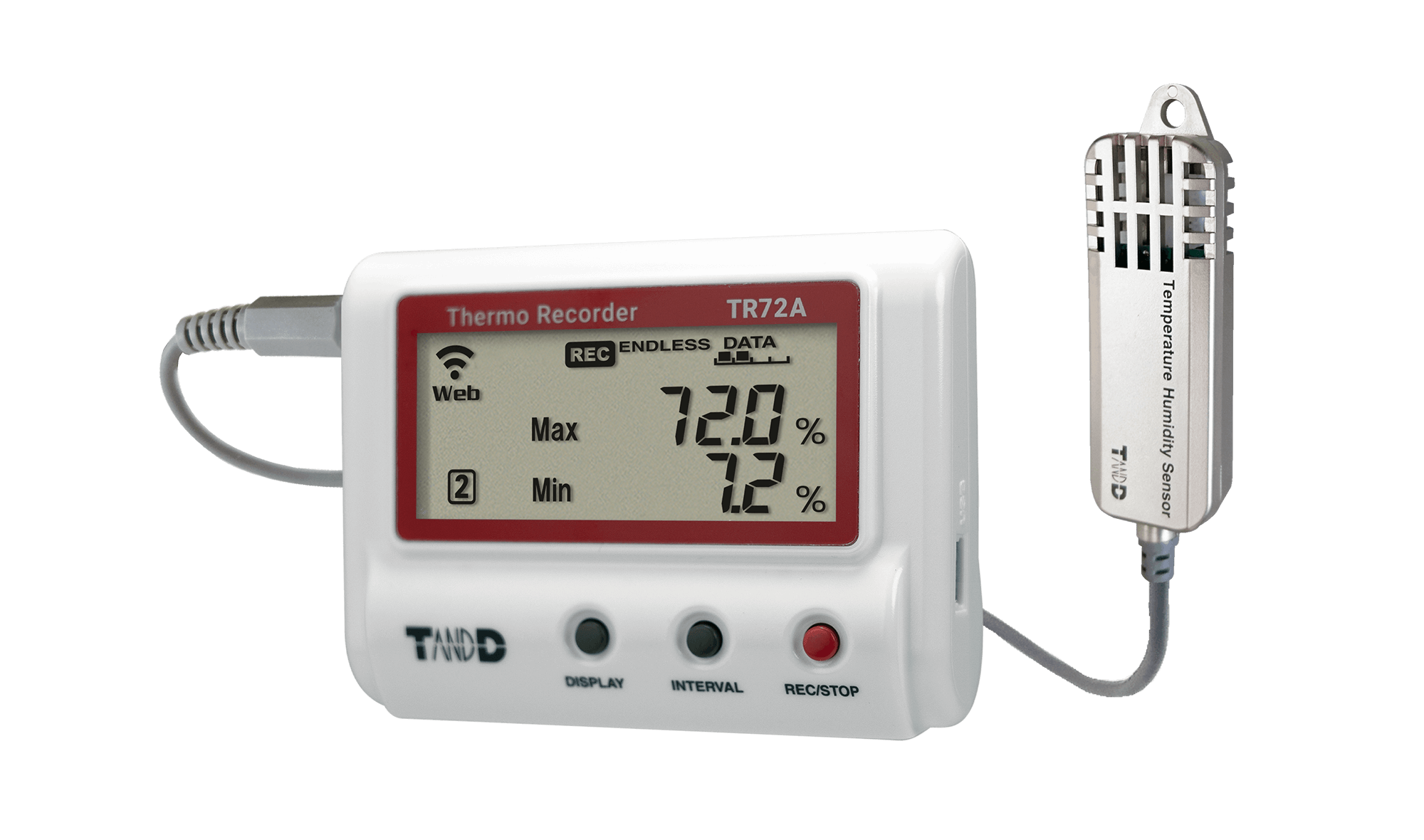 T&D รุ่น TR-72A-S เครื่องวัดและบันทึกอุณหภูมิความชื้น,Temperature & humidity data logger,temperature1ch,humidity1ch.