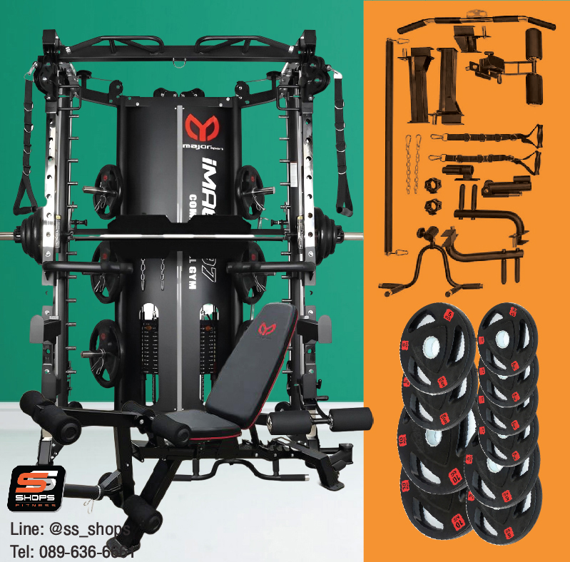 Smith Machine IMAGG 99/PinLoad180kg + ม้านั่ง825 + แผ่นหุ้มยาง50kg, สมิทแมชชีน