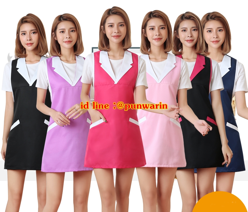 ชุดพนักงานนวดสปา ชุดพนักงานเสริมสวย เดรสผ้าป้าย สีภาพ one size S6212002 เดรสตัวนอกตัวเดียว