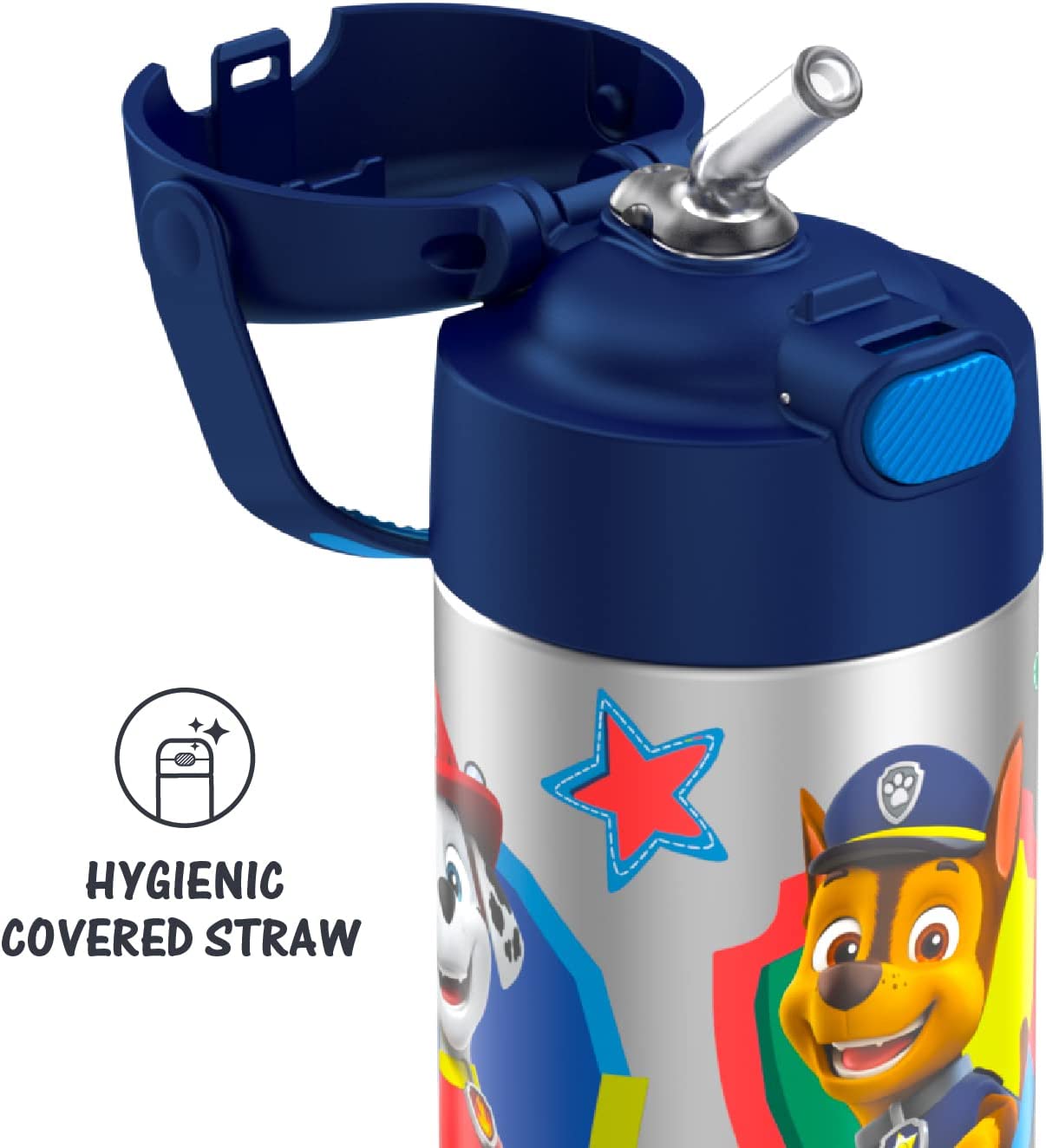 THERMOS FUNTAINER 12 Ounce Stainless Steel Vacuum Insulated Kids Straw Bottle, Blue Paw Patrol ราคา 990 - บาท