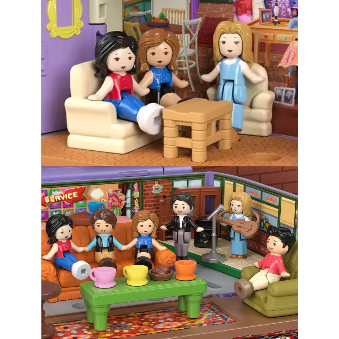 นำเข้า 🇺🇸 "เปิดฉากความทรงจำใน Central Perk! 🖼️ Polly Pocket Friends Compact ชุดนี้มีครบ! ตุ๊กตาจิ๋ว 6 ตัว พร้อมอุปกรณ์เสริม 9 ชิ้นที่ทำมาเพื่อ Recreate ฉากเด็ด ๆ