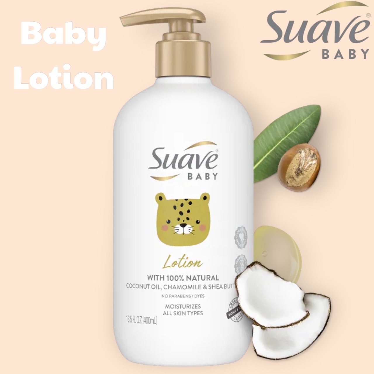 สูตรใหม่🇺🇸 โลชั่นบำรุงผิวทารกให้ความชุ่มชื้นตลอดวัน Suave Baby Lotion 100% Natural Coconut Oil, Chamomile & Shea Butter, 13.5 oz ราคา 420 บาท