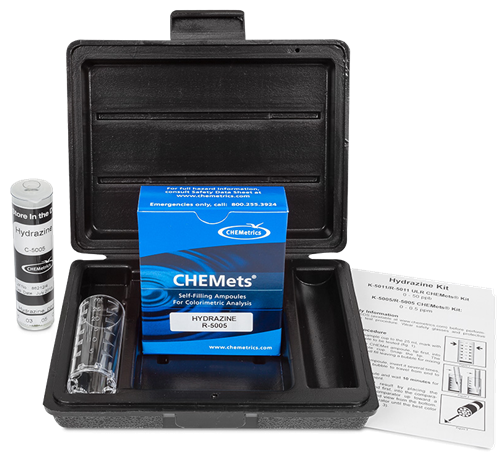 CHEMets รหัสสินค้า K-5005 ชุดทดสอบคุณภาพน้ำค่าไฮดราซีน,Hydrazine Visual Kit,Meas.range:0～0.5ppm