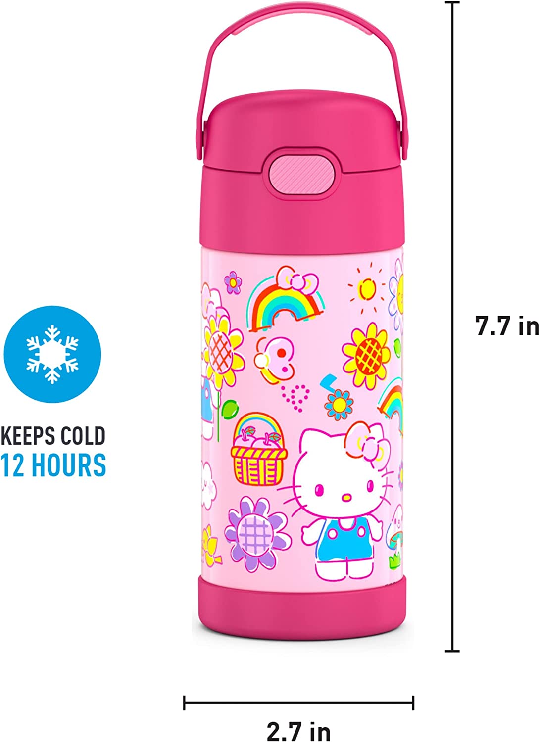 THERMOS FUNTAINER 12 Ounce Stainless Steel Vacuum Insulated Kids Straw Bottle, Hello Kitty ราคา 990 - บาท