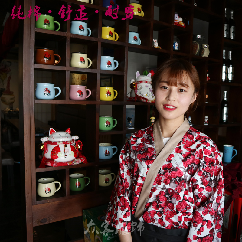 G6202001 เสื้อพนักงานร้านอาหารญี่ปุ่น เกาหลี เสื้อกิโมโน ร้านอาหารญี่ปุ่น สำเนา สีภาพ S M L XL 6202001 ตัว