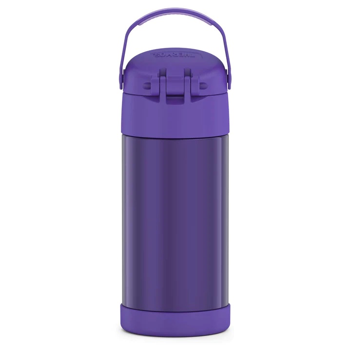 กระติกดูดน้ำแตนเลสหุ้มฉนวนสุญญากาศยี่ห้อ Thermos ของแท้ขนาด 12 ออนซ์ ลาย PURPLE ราคา 990 - บาท