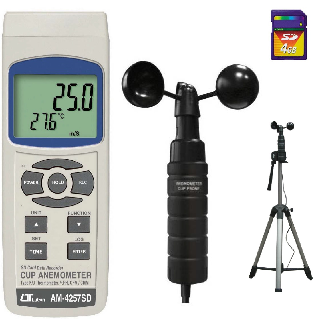 LUTRON รุ่น AM 4257SD เครื่องวัดความเร็วลมแบบถ้วย / LUTRON AM 4257SD CUP ANEMOMETER