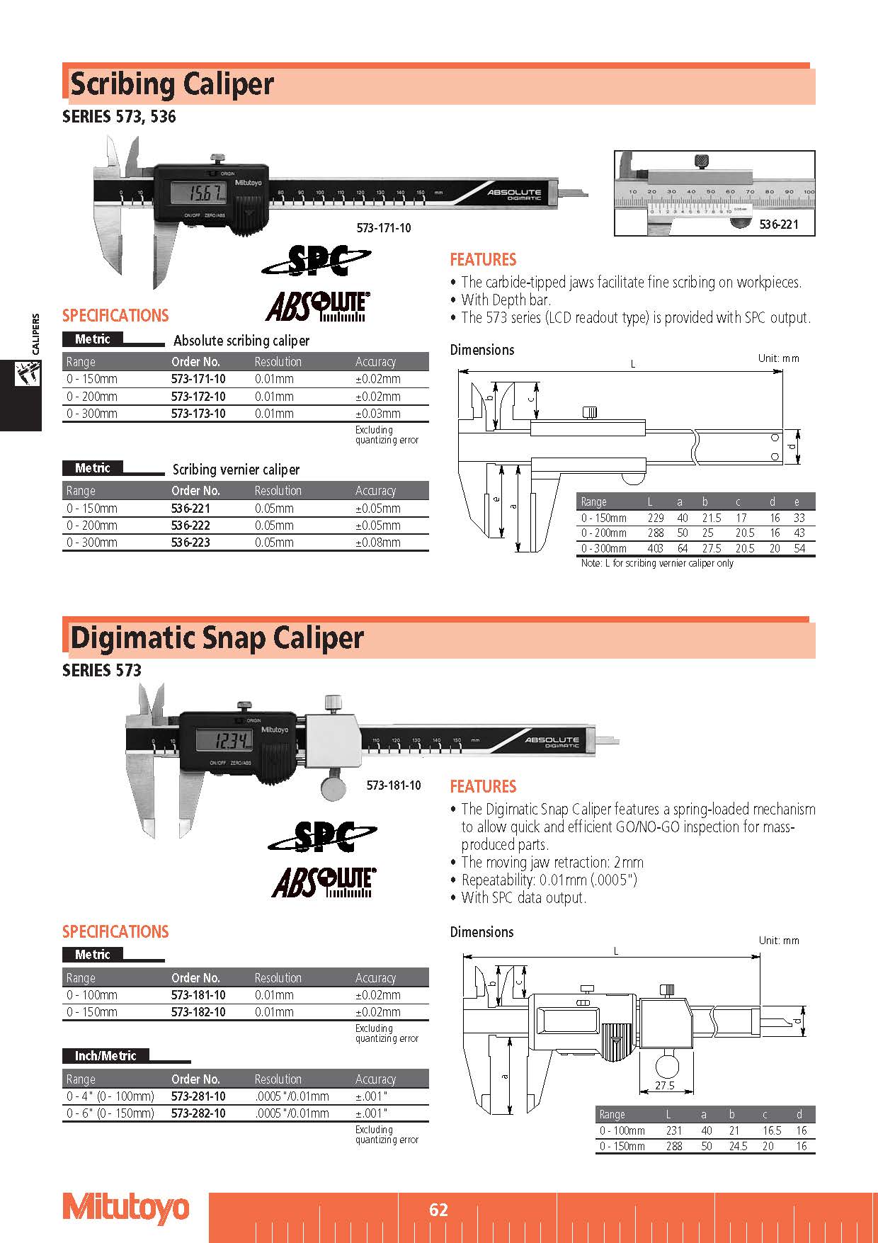 Scribing Caliper SERIES 573, 536