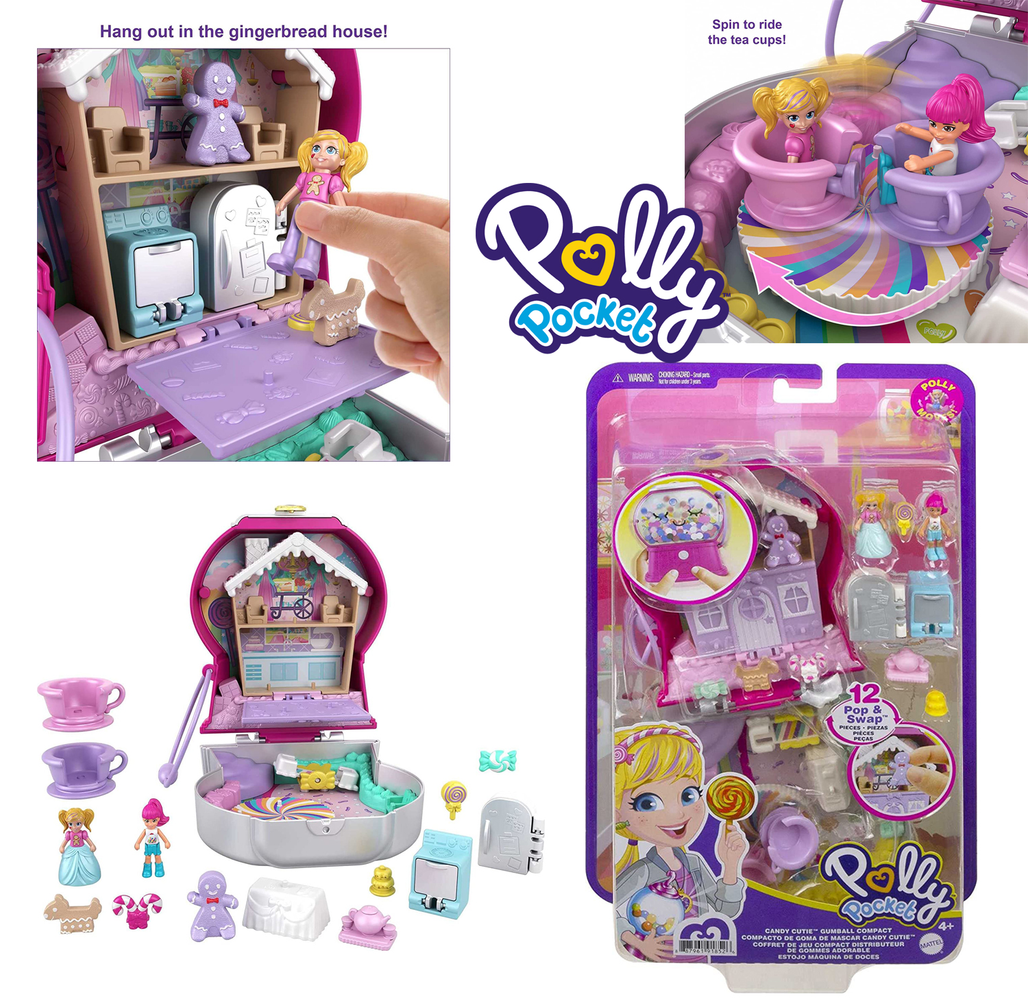 บ้านขนมหวาน Polly Pocket Compact Playset, Candy Cutie Gumball(กัมบอล) ราคา 1,150. -