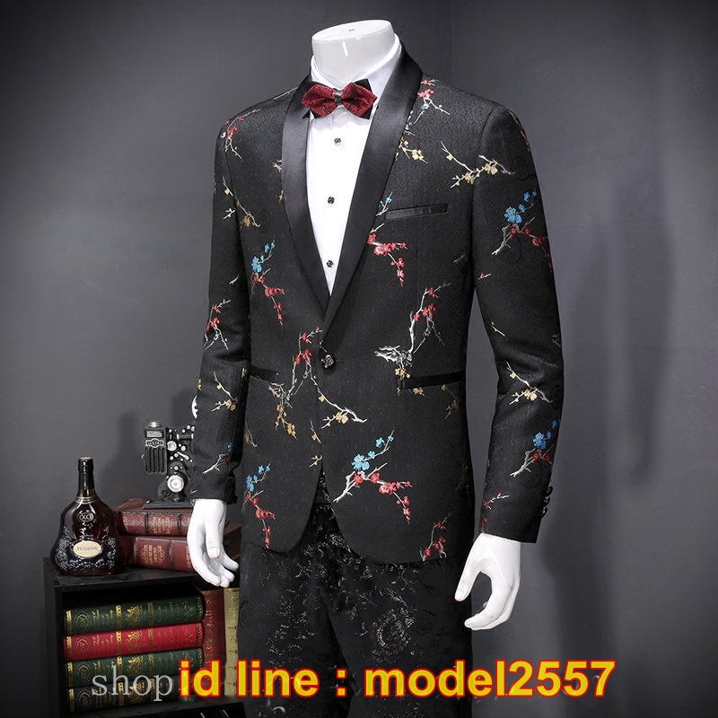 JM6102010 เสื้อสูทลำลองผู้ชายเสื้อสูทงานเลี้ยงพิมพ์ลายแบบตะวันตก JM6102010 ชิ้น