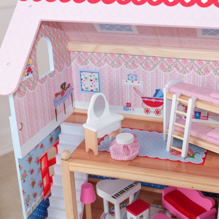 KidKraft Chelsea Doll Cottage with Furniture บ้านตุ๊กตาเชลซี คอทเทจ มาพร้อมกับเฟอร์นิเจอร์ พร้อมเล่น