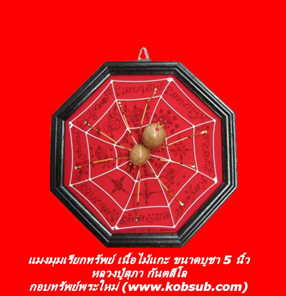 แมงมุมเรียกทรัพย์ เนื้อไม้แกะ ขนาดบูชา 5 นิ้ว หลวงปู่สุภา กันตสีโล