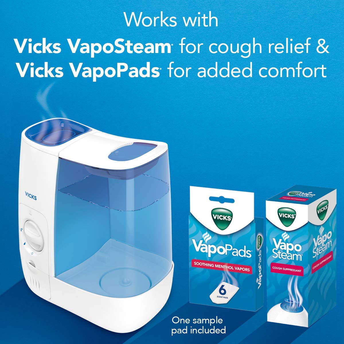 VICKS รุ่นใหม่ Vicks Warm Moisture Humidifier รุ่น VWM845 เครื่องพ่นวิคส์ แบบ ไออุ่นฆ่าเชื้อแบคทีเรียในอากาศ 99%