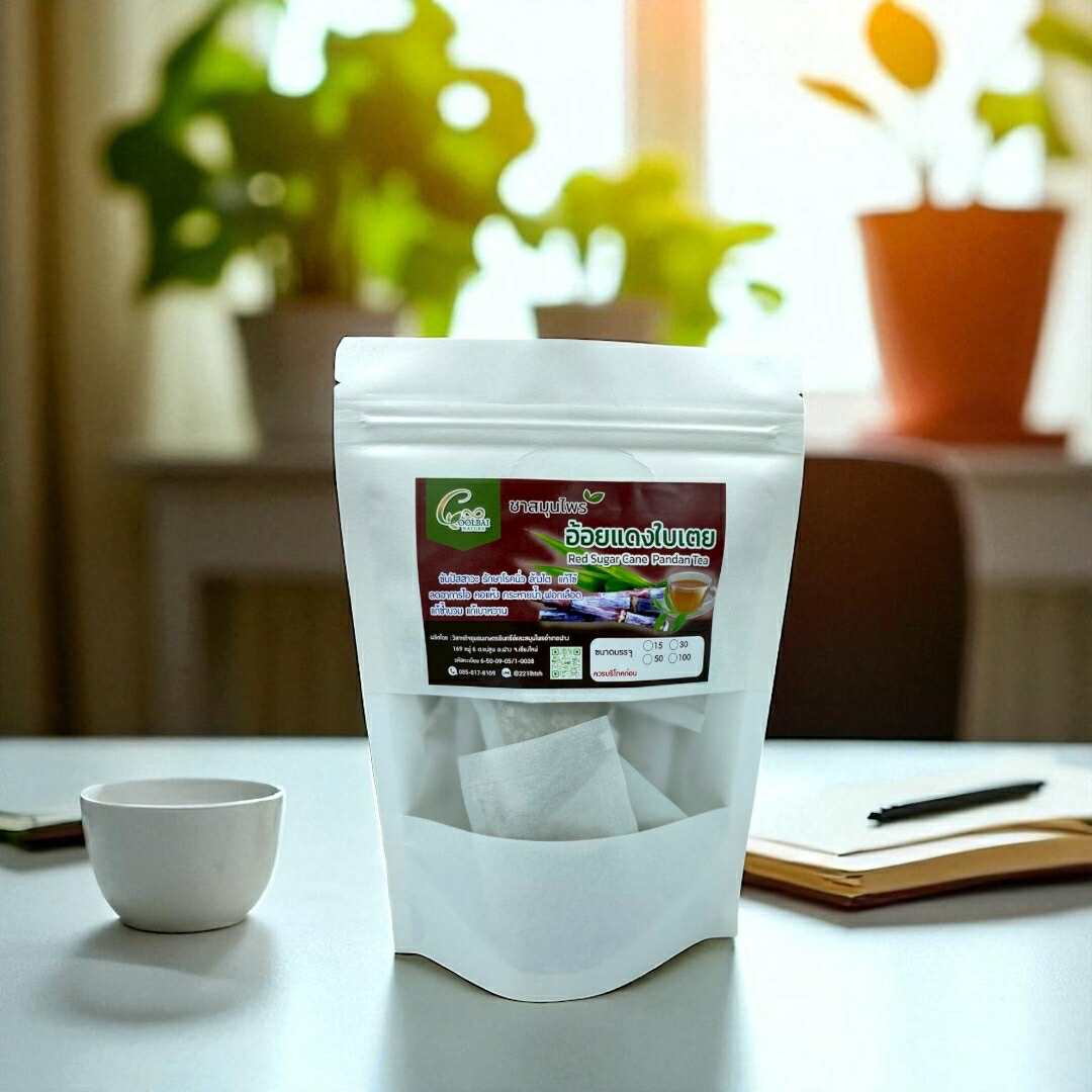 ชาอ้อยแดง ผสมใบเตย Sugar cane tea ขนาดบรรจุ 30 ซองชา เหมาะสำหรับบำรุงไต บำรุงธาตุ ขับปัสสาวะ ขับนิ่ว ลดตัวบวม สินค้ามาตรฐานวิสาหกิจชุมชน ผลิตโดยเครื่องจักรที่ทันสมัย รับประกันความพอใจของสินค้า