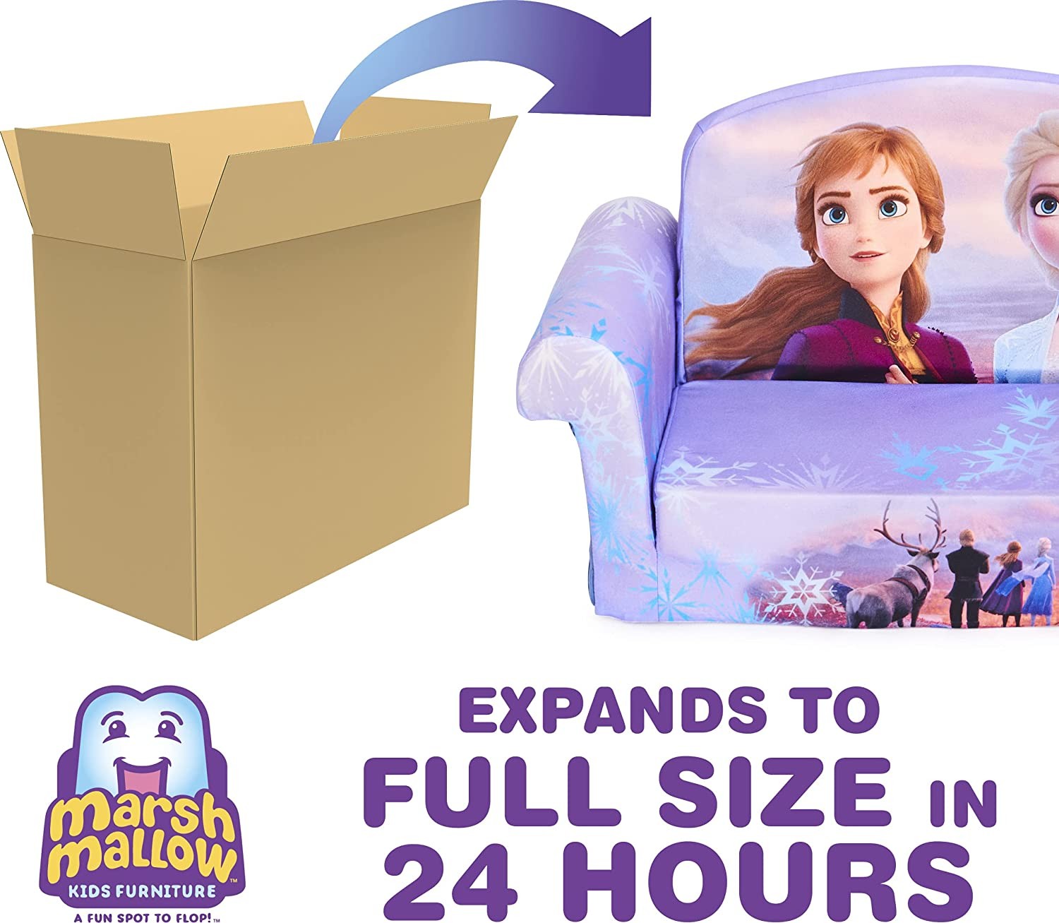 โซฟาเบ้ด ลายโฟรเซ่น 2 สามารถปรับเป็นที่นอนได้ Marshmallow Furniture, Children's 2-in-1 Flip Open Foam Compressed Sofa