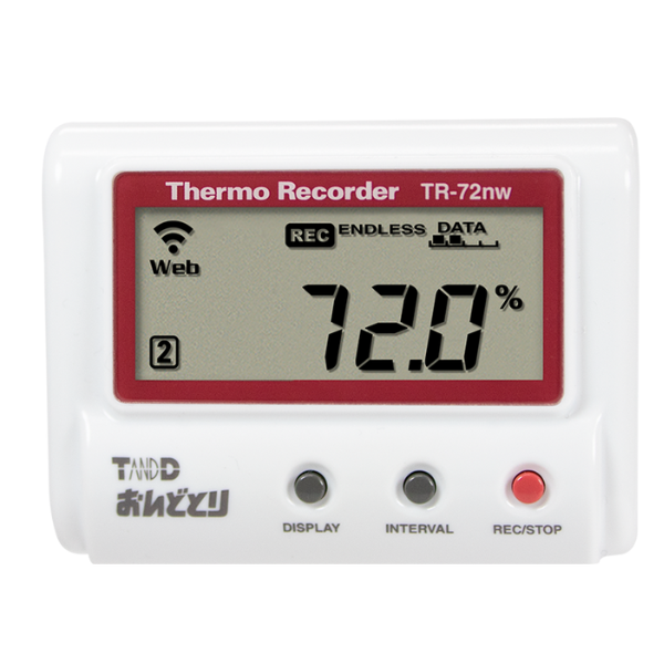 T&D รุ่น TR-72nw-S เครื่องวัดและบันทึกข้อมูลอุณหภูมิความชื้น,High-precision wide-range temperature,humidity data logger,Interfaces wired LAN/USB,meas.range:-25～70°C,0～99%RH