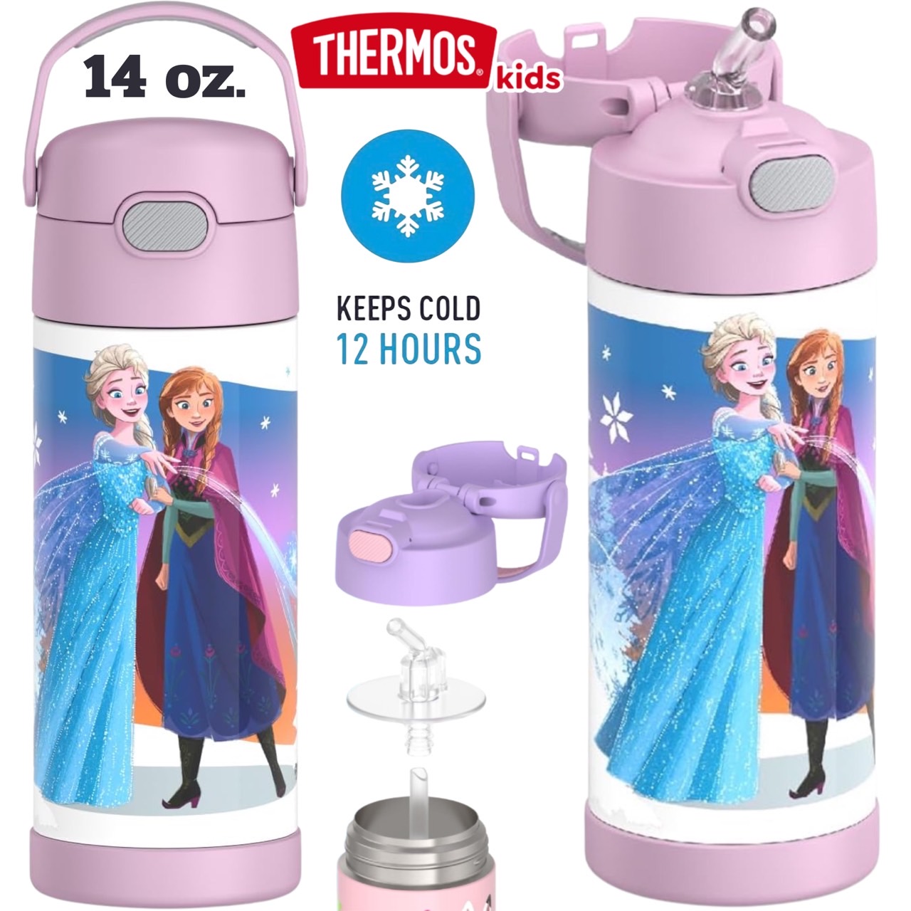 ของแท้🇺🇸ขนาดใหม่ 14oz [414ml ] กระติกน้ำ Thermos Funtainer Bottle with Straw Frozen เก็บร้อนเย็นได้ถึง 12 ชั่วโมง ราคา 1,090 บาท
