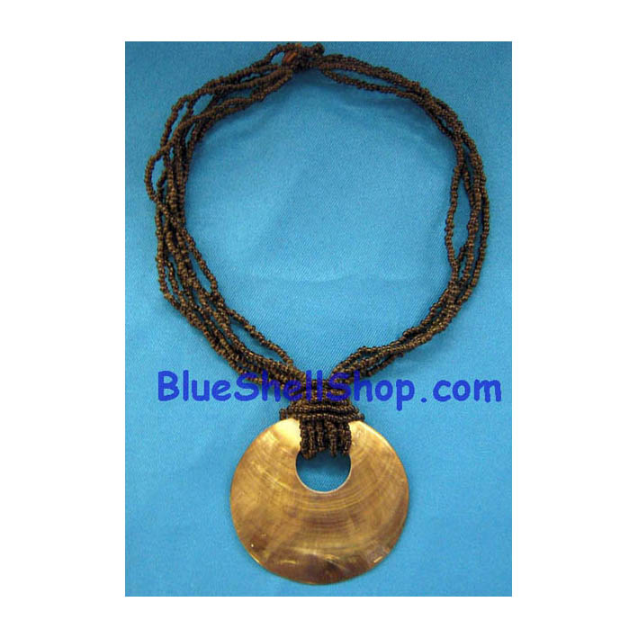 สร้อยคอลูกปัดแดงจี้มุก