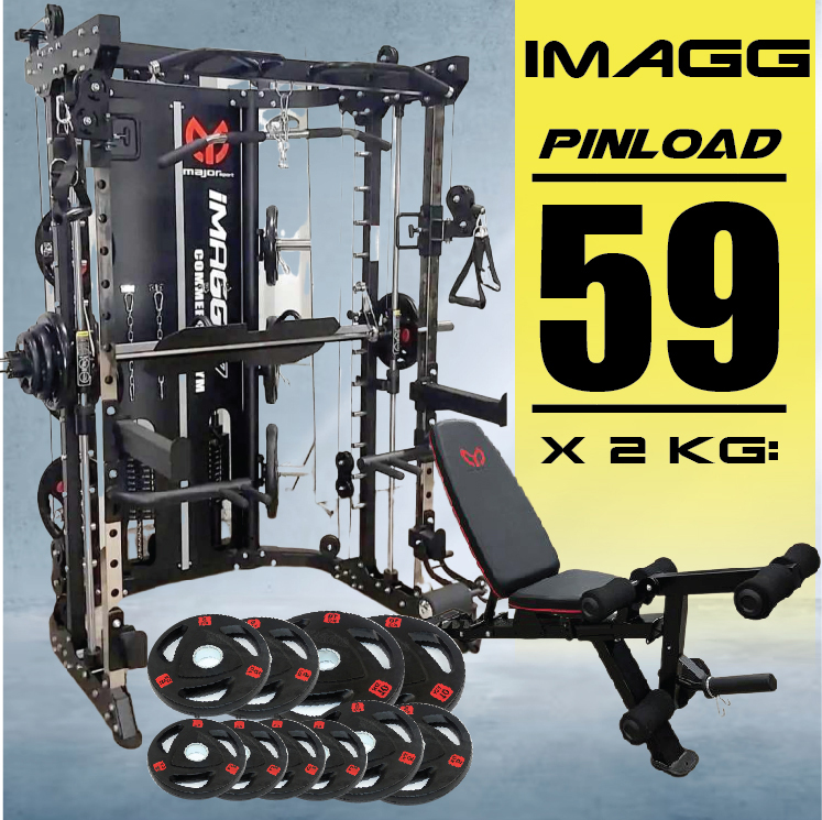 Smith Machine IMAGG 97 + ม้านั่ง819A + แผ่นน้ำหนัก50kg, สมิทแมชชีน