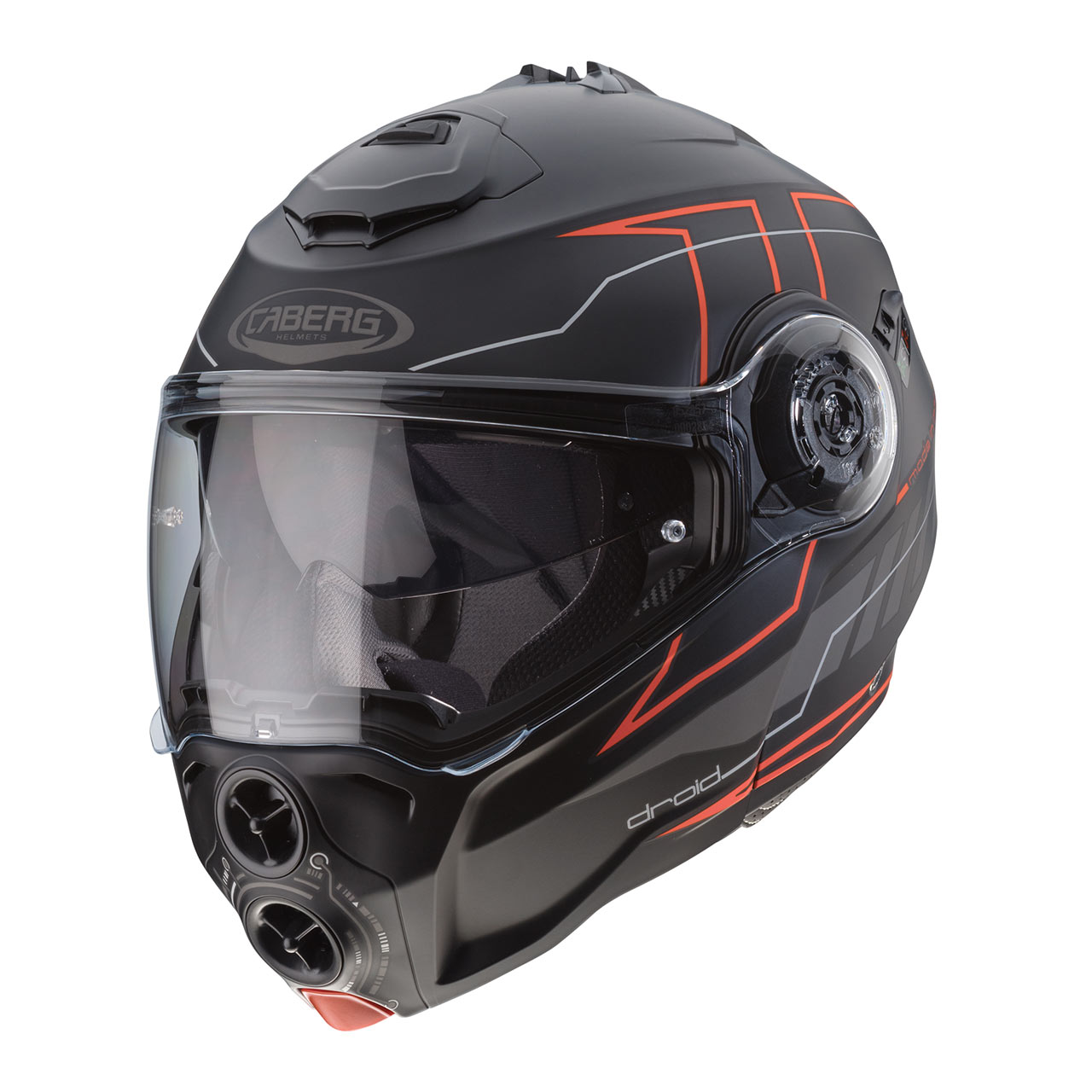 หมวกกันน็อค CABERG รุ่น DROID ลาย BLAZE MATT BLACK /RED FLUO