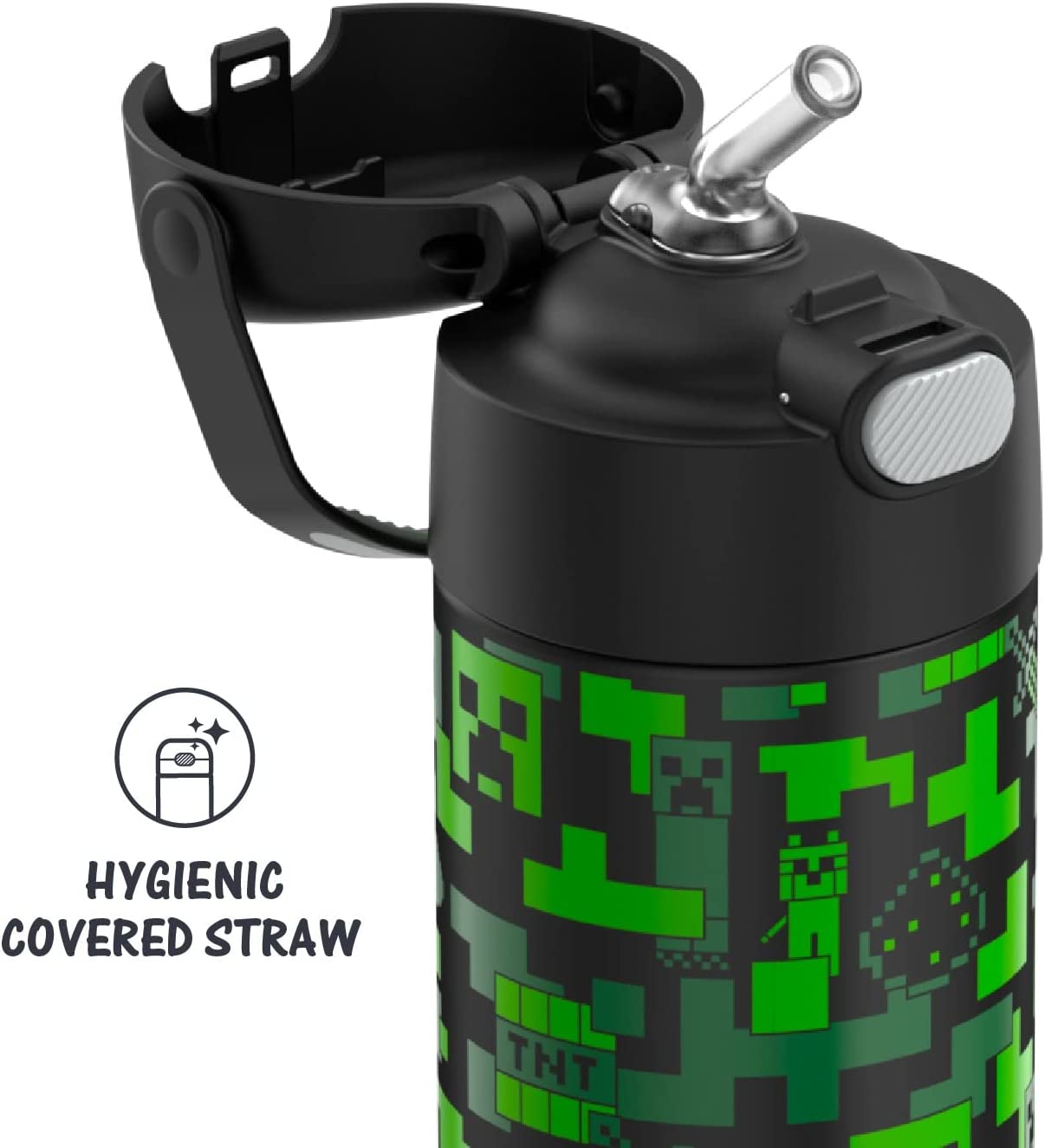 THERMOS FUNTAINER 12 Ounce Stainless Steel Vacuum Insulated Kids Straw Bottle, Minecraft ราคา 990 - บาท