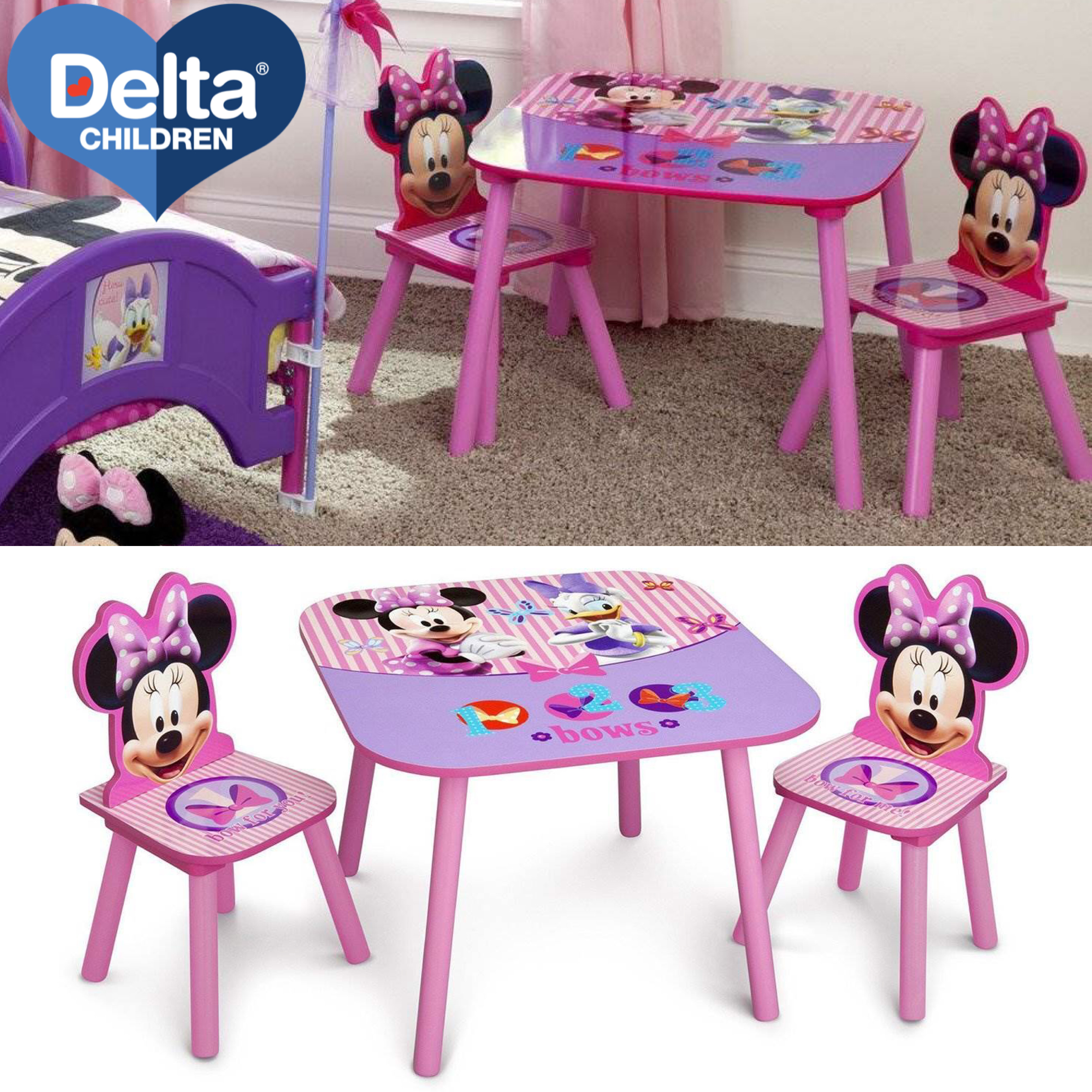 ชุดโต๊ะ เก้าอี้ไม้ เขียนหนังสือเด็ก ลาย มินนี่เม้าส์ ลิขสิทธิ์แท้ Delta Children Table & Chair Set, Disney Minnie Mouse ราคา 3,590 บาท