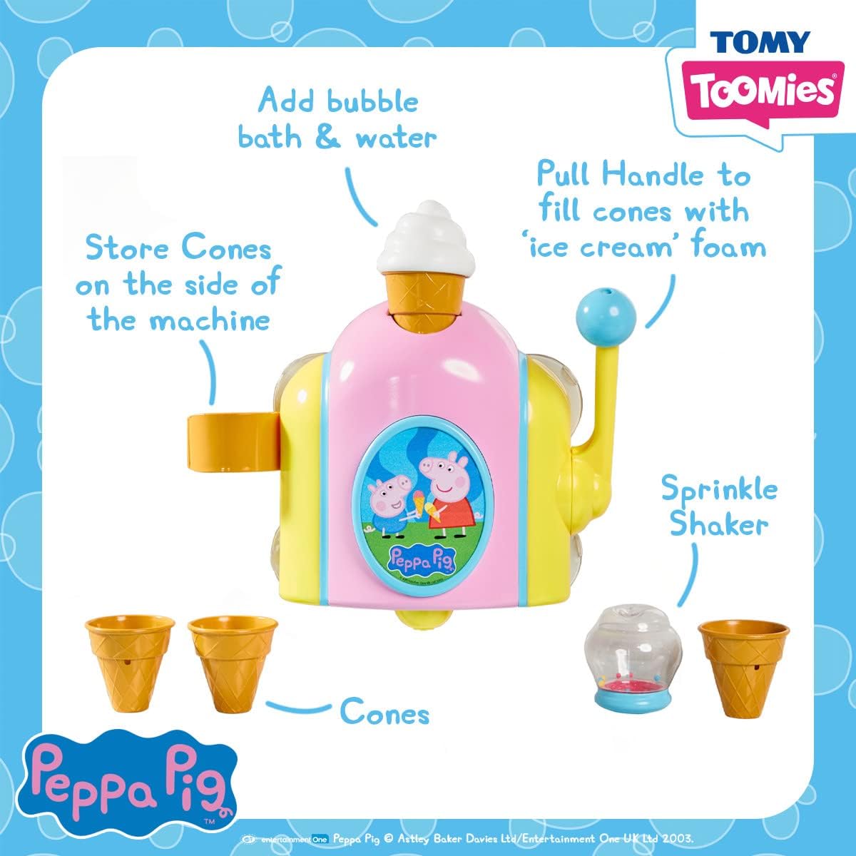 เปปป้าพิกไอศกรีมบับเบิ้ล-ของเล่นในห้องน้ำ Toomies Peppa Pig Bubble Ice Cream Maker Bath Toy 18 months+ ราคา 1,690 บาท