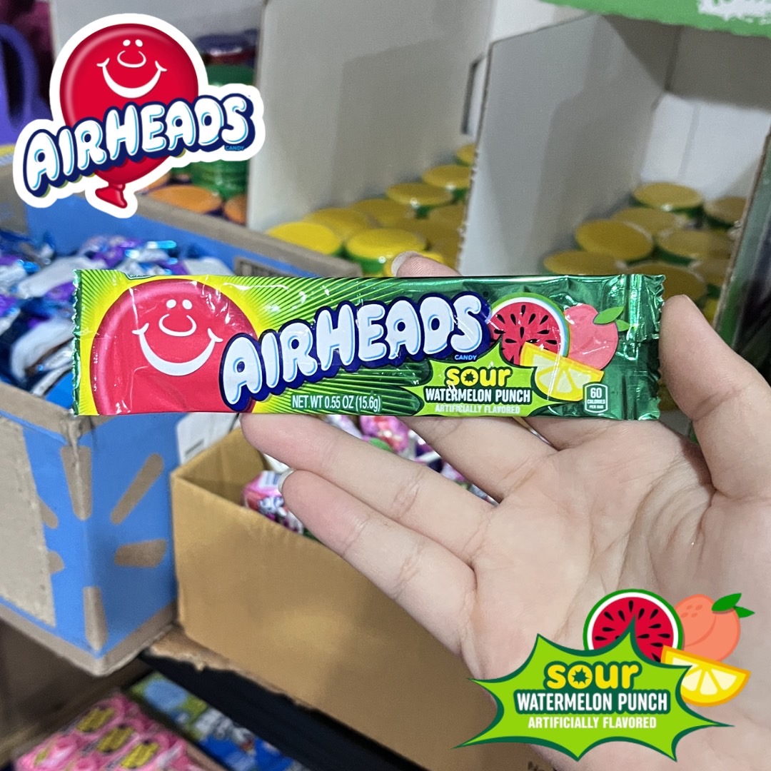 ยกกล่อง ‼ นำเข้า 🇺🇸 จี๊ดจ๊าดเต็มแท่ง! Airheads SOUR Bars กล่องรวม 60 แท่ง 3 รส เคี้ยวหนึบหนับ ราคา 1,190 บาท