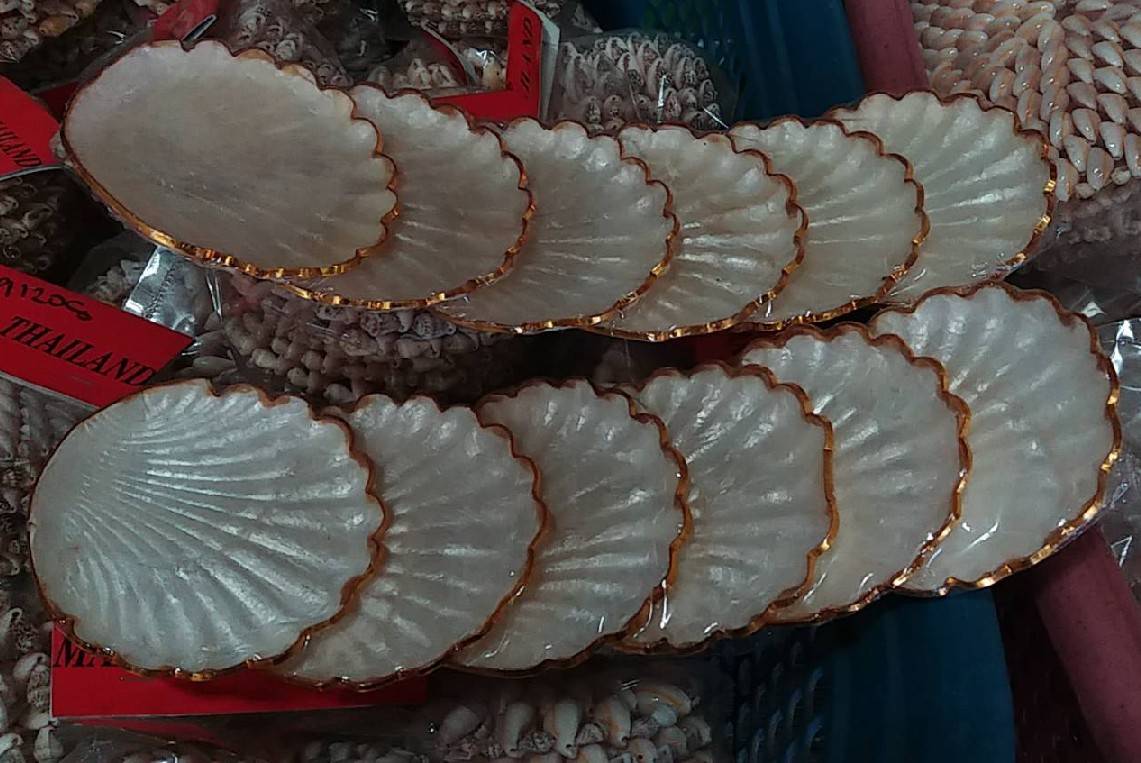 จานรองแก้วเปลือกหอยมุกอัดเซ็ต6ชิ้น