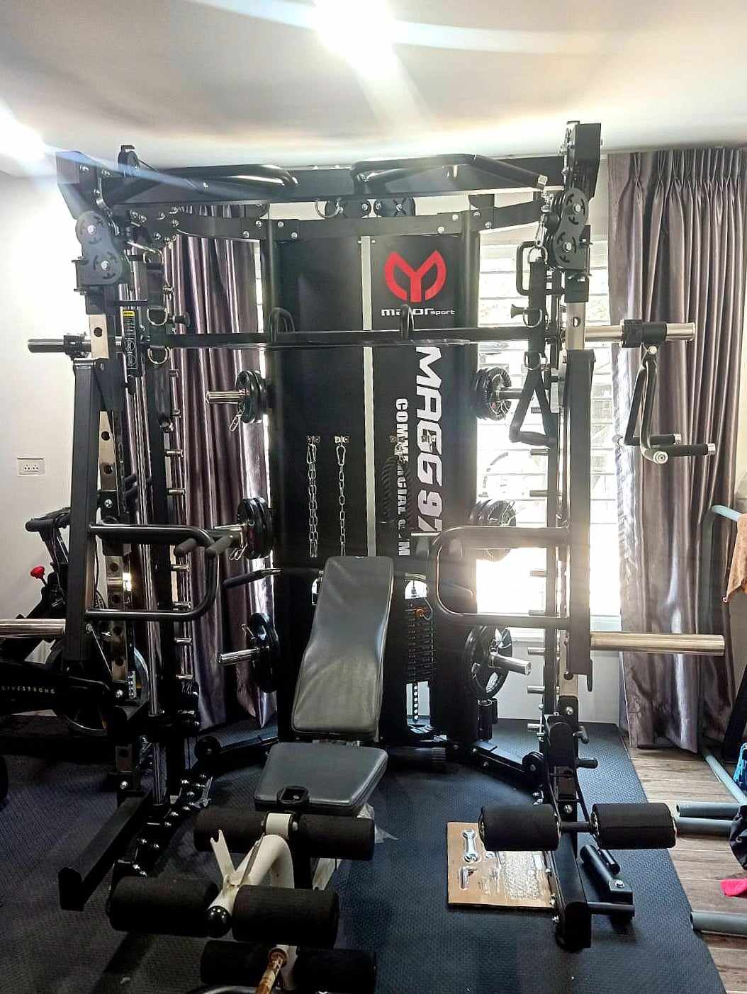 Smith Machine IMAGG 97 + ม้านั่ง819A + แผ่นน้ำหนัก50kg, สมิทแมชชีน